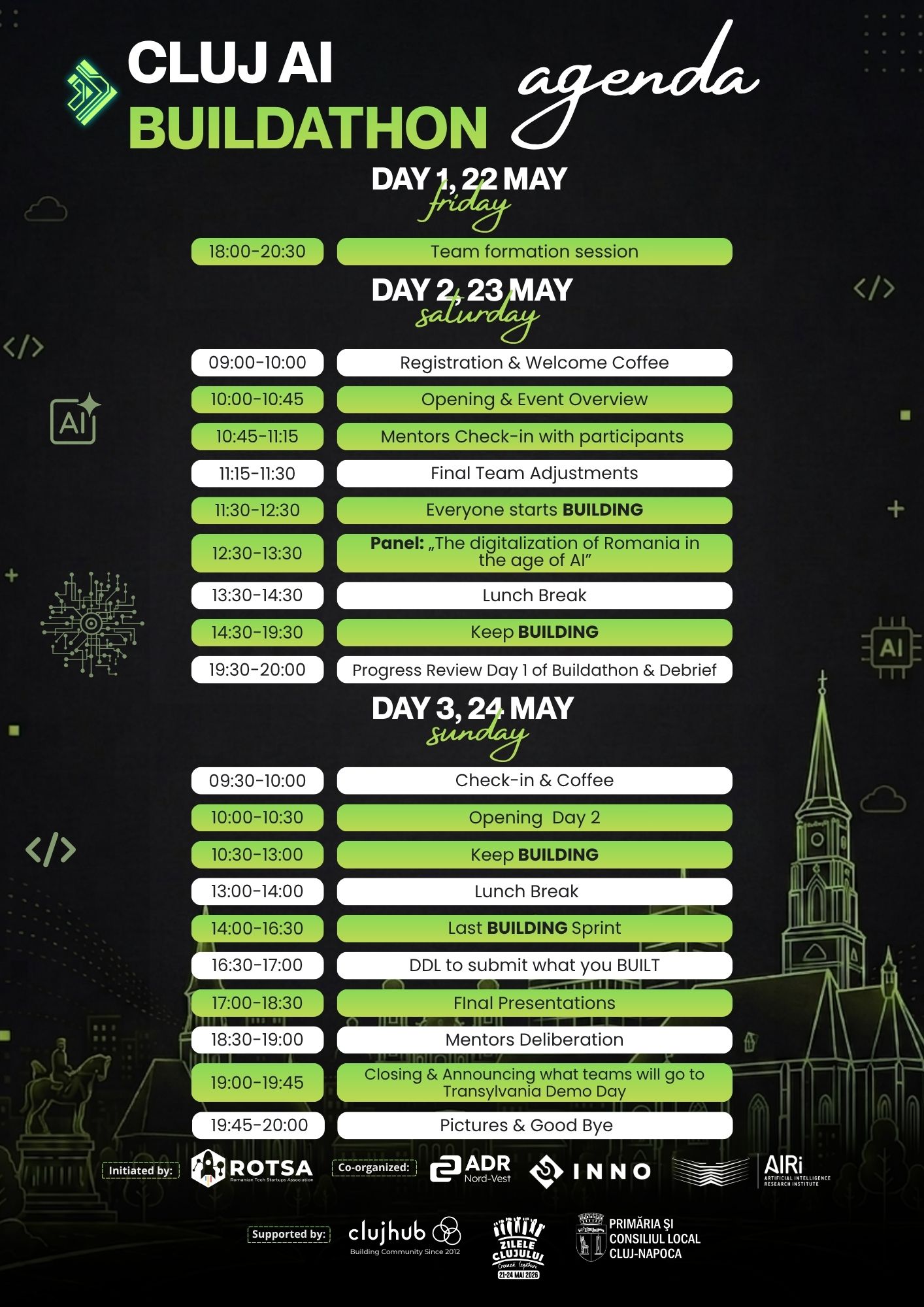 Agenda Cluj AI Buildathon — 22, 23, 24 Mai 2026